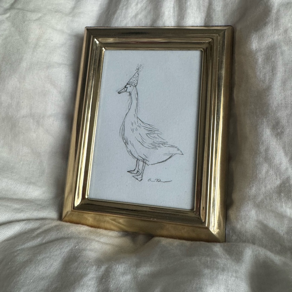 Gold Picture Frame with Simple Duck Sketch